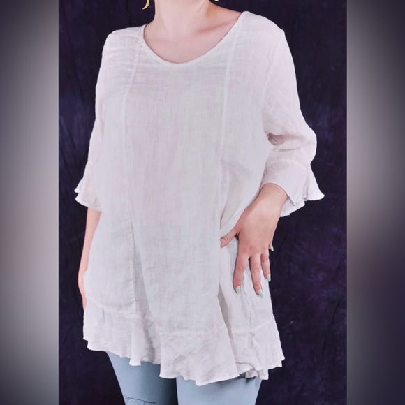 Blue Fish Bias Flounce Top in Jasmine - Picture 3 of 5